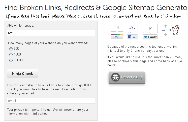 outil d'analyse liens cassés et générateur de sitemap Google